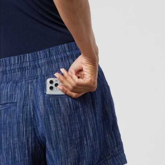 Athleta Cabo Linen Textured 4" Sorts Dress Blue Sz 2 - Picture 5 of 9